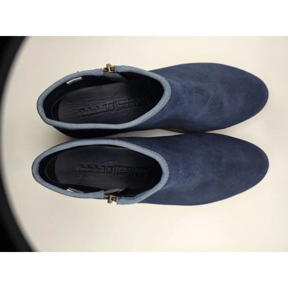 TIMBERLAND Paxton Hill Women's Blue Suede Side Zip Ankle Boots Size 9.5 w/Box